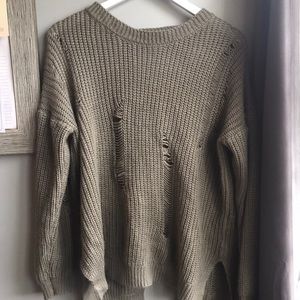 She + Sky Open Back Distressed Sweater